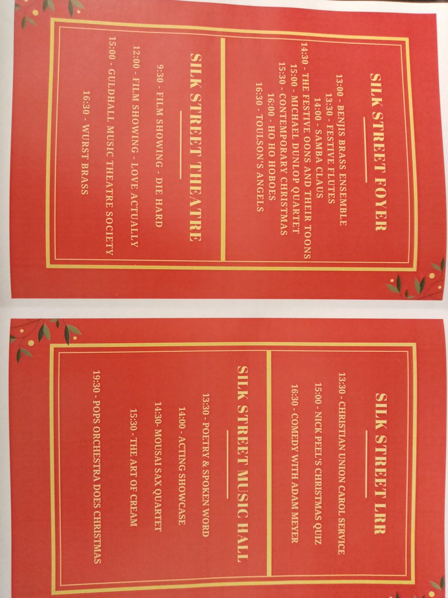 Here's today's full programme of events for our #christmasfestival #xfest!!!

#excited #ChristmasIsComing