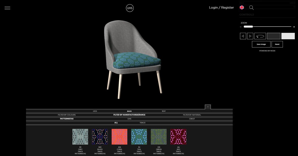 modeconfig's tweet image. We are delighted to see our friends @Patternistas colourful designs are now available in the online product configurators for our client @UHSGroup 

Head over to uhs-group.com/en/ to find out more.

#pattern #configurator #furniture #product #3D