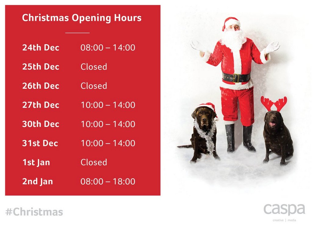 CaspaCreative's tweet photo. A quick reminder of our #Christmas opening hours over the festive period...

#HolidaysAreComing #ChristmasTime #HoHoHo https://t.co/fa54CIFOqN
