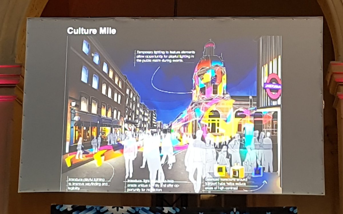 LUCIassociation's tweet photo. . @ClarisseTavin shares insight on @cityoflondon #urbanlighting vision &amp; links to #lightart &amp; #culturalpolicy with #cities &amp; lightingprofessionals frm 30 countries at #LUCInetwork LyonLightFestivalForum2019
#creativecities @CultureMileLDN #publicart #nightscape https://t.co/VSzeU2GoJt