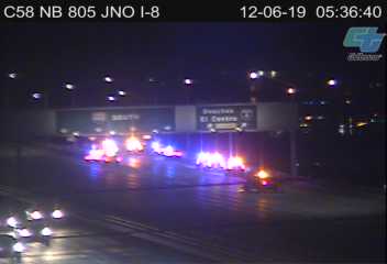 kdean965's tweet photo. #OMGAlert - SOUTH 805 CLOSED at Murray Ridge due to stand off with chase subject now standing on over crossing saying "shoot me" to police. #sigalert #805standoff https://t.co/PBb1eBdf13
