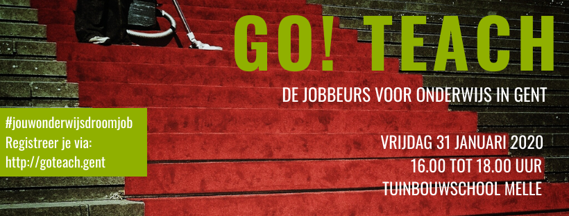 sgrgent's tweet photo. Wil je aan de slag in onderwijs in Gent? Kom dan naar GO! Teach 2020, hét jobevent voor onderwijs in Gent en maak er kennis met 35 scholen en internaten. Wij rollen voor jou de rode loper uit. Surf naar https://t.co/ZBnnXUWeJK #jouwonderwijsdroomjob #goteach https://t.co/ZX8Cs8UOM0