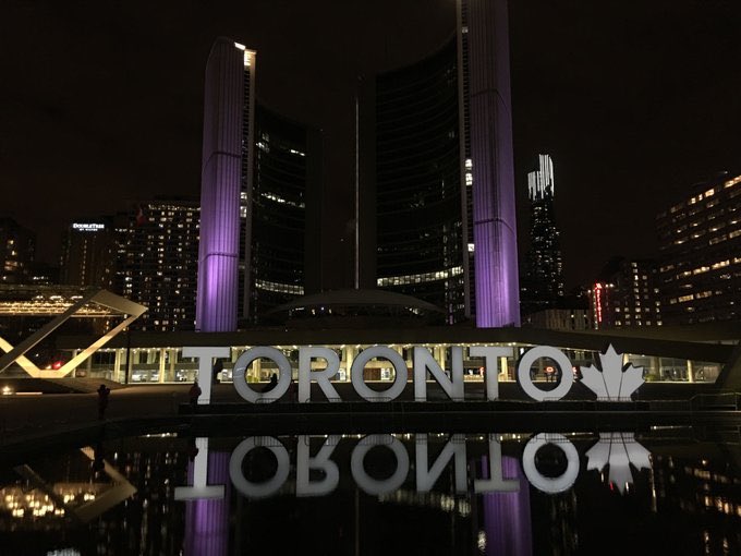 The Toronto sign will be dimmed today to remember the women who were killed in Montreal 30 years ago, and to commemorate the National Day of Remembrance and Action on Violence Against Women. #WhiteRibbonDay