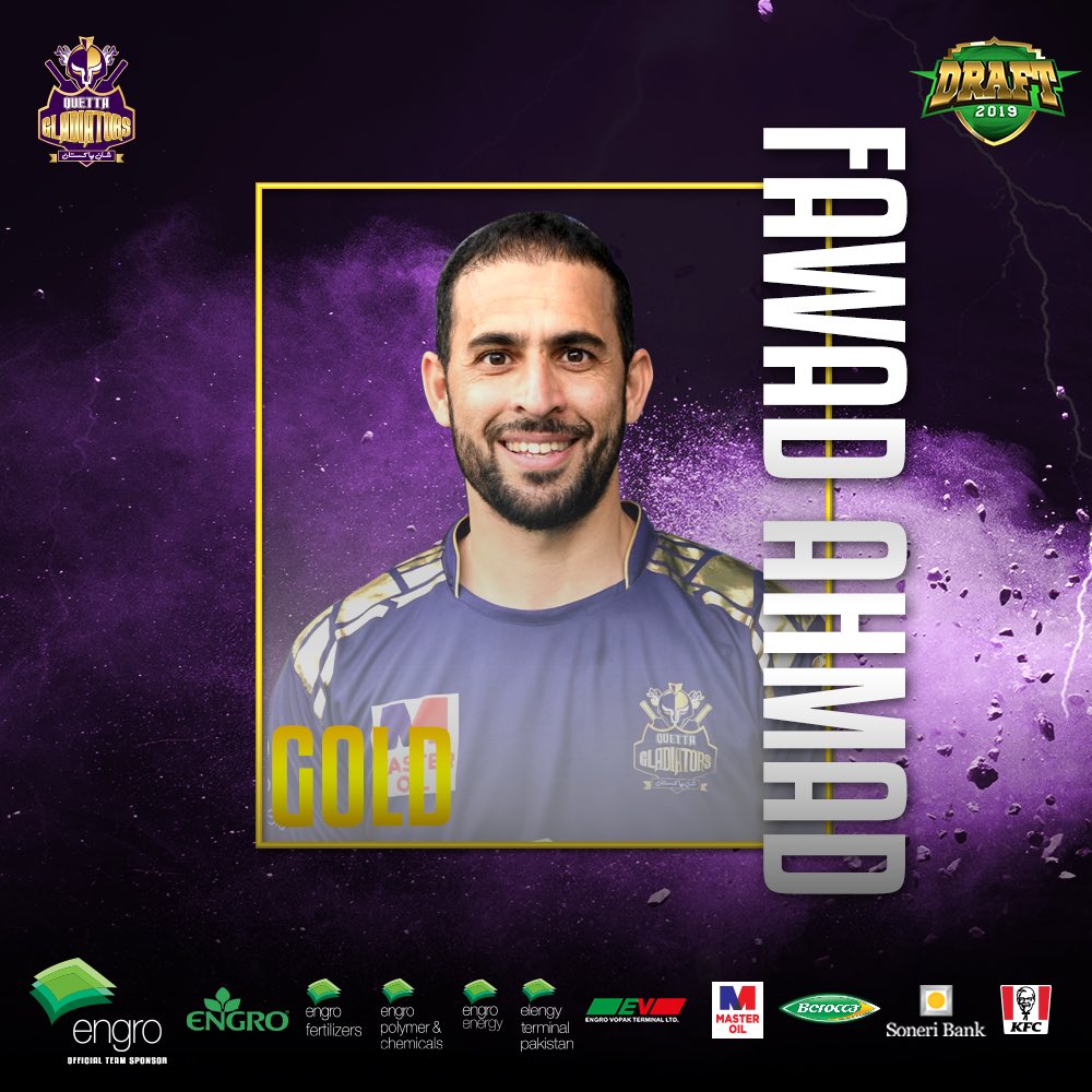 TeamQuetta's tweet photo. #GoldCategory

🙌 Our spin master!! Leggie @bachaji23 will continue to demolish the opposition in Purple and Gold 👕

#WeTheGladiators #HBLPSLDraft2019 https://t.co/qOCPIRyTwo