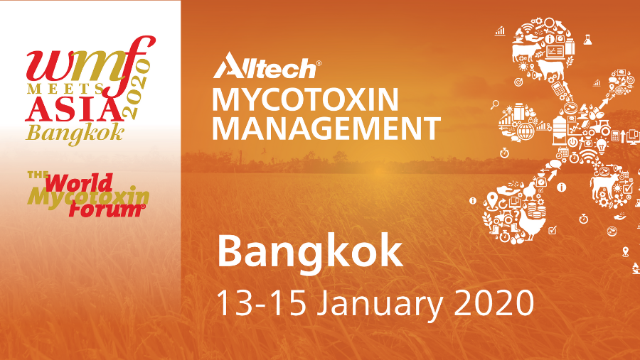 Alltech's tweet image. Come see us at the world's largest #mycotoxin event,  WMFmeetsASIA, in Bangkok on  January 13-15, 2020 to learn how our #MycotoxinManagement program provides farmers and feed manufacturers with the ultimate protection from the threat of mycotoxins: bit.ly/2rXK3SP