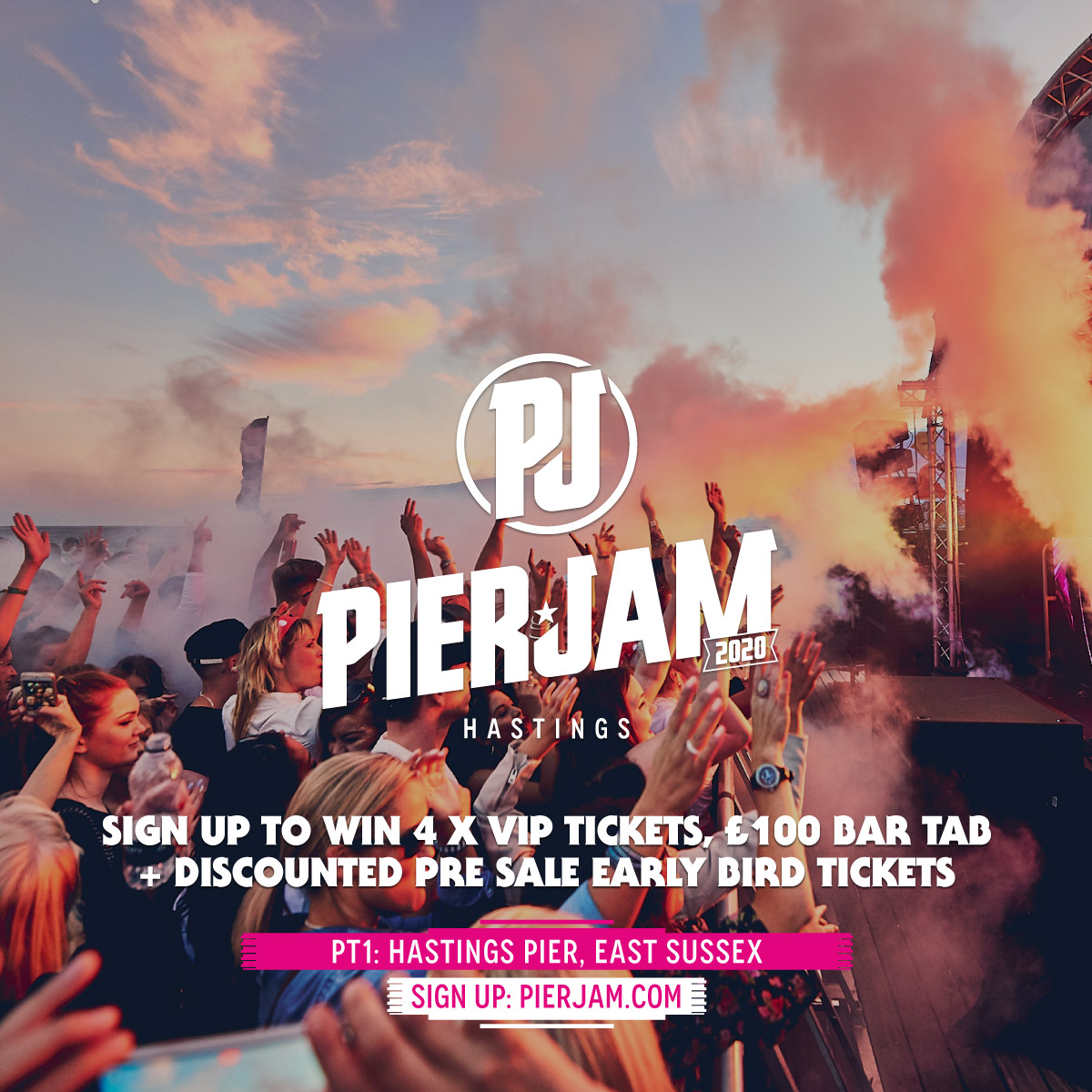.<a href="/pierjamhastings/">Pier Jam Hastings</a> returns to Hastings Pier for Summer 2020! 

Full details coming soon! Sign up for your chance to win 4 x VIP Tickets, £100 bar tab + gain exclusive access to discounted early bird pre sale tickets >>> pierjam.com/hastings 

#PierJam #Hastings