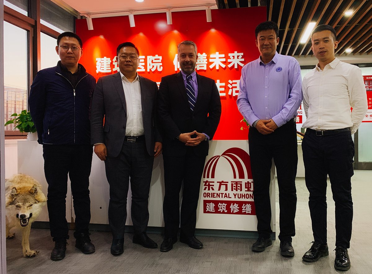 NanoPhos's tweet photo. A brand new cooperation between NanoPhos and Oriental Yuhong, the largest Chinese supplier, for functional coatings in China! A big thank you to Mr. Liu (CEO of Yuhong renovation arm) for their kindness and hospitality to NanoPhos CEO Dr. Ioannis Arampatzis! @NanoPhos https://t.co/VWD3PE9P7G