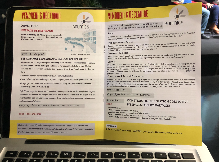 ClaireM's tweet photo. #ROUMICS , voilà le programme des 2 jours ! #Communs et Action PUblique by @AssoANIS et soutenu par @MEL_Lille https://t.co/PVCHYsjzQi