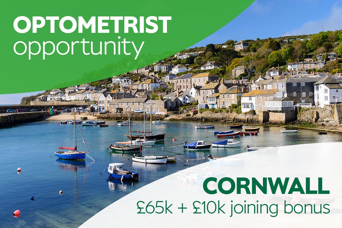 Looking for a lifestyle change? 

We currently have a brilliant opportunity for an experienced optometrist to join a diverse and professional team in beautiful Cornwall. A £10k joining bonus is on offer alongside an attractive salary: bit.ly/2PgNgEQ 

#cornwall #relocate