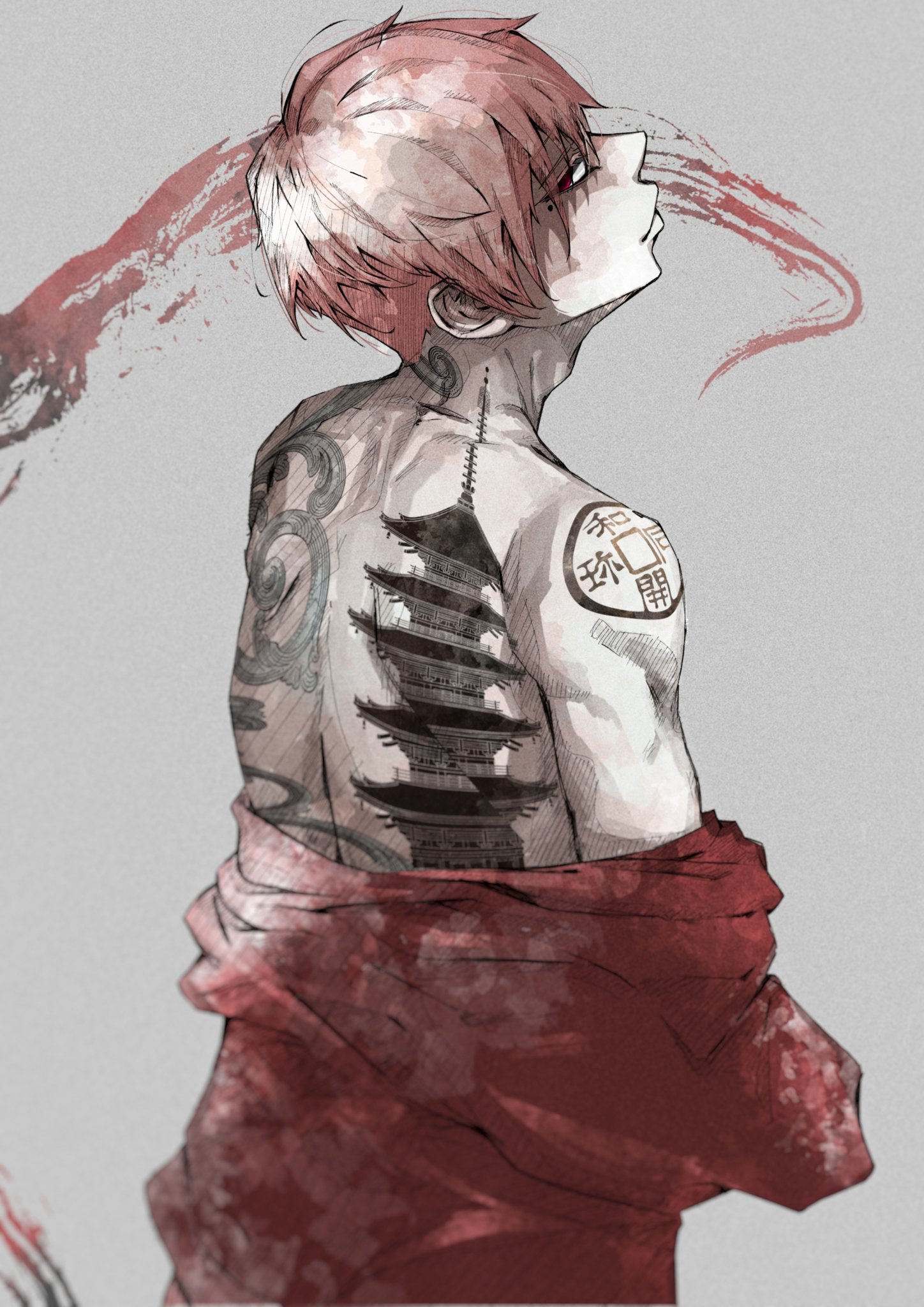 さきやん 榎見咲也 Skeb 赤髪上裸刺青男 イラスト好きと繋がりたい 絵描きさんと繋がりたい 私の絵柄が性癖に刺さる人に届いてほしい T Co Ie17xxtwoh Twitter