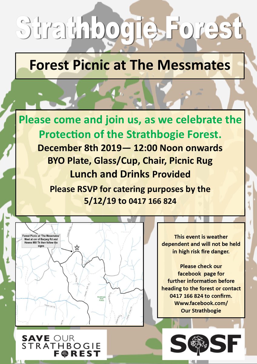ourstrathforest's tweet photo. All supporters welcome! Join us to celebrate the protection of #Strathbogieforests at a picnic this Sunday Dec 8th.
🌳🌻🐨🦋🦉🦜🦇

More details on flyer. 
🙌🍾🎉💚 https://t.co/LbWF2ISDNE