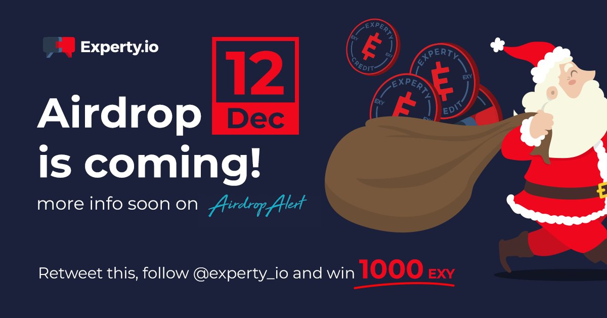 🎁Our team is giving away 1000 $EXYs to 10 random lucky people.🍀Just #retweet this tweet and #follow us for a chance to win!📈Winner Picking Livestream: 12th Dec 9 AM EST 📅 during which we are going to announce our new incoming airdrop in cooperation with <a href="/Airdropalertcom/">AirdropAlert.com 🪂🚨</a> 🎉