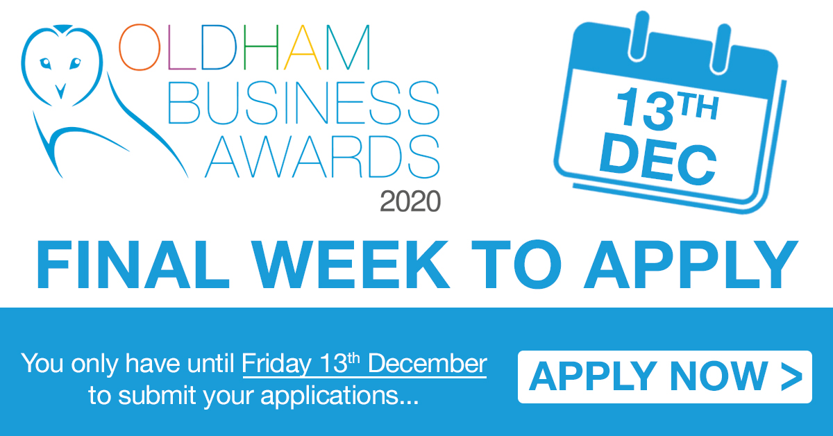 FINAL WEEK FOR APPLICATIONS!!!

Just 7 days left to enter #OBA2020. Visit our website to apply.

oldhambusinessawards.co.uk/categories/