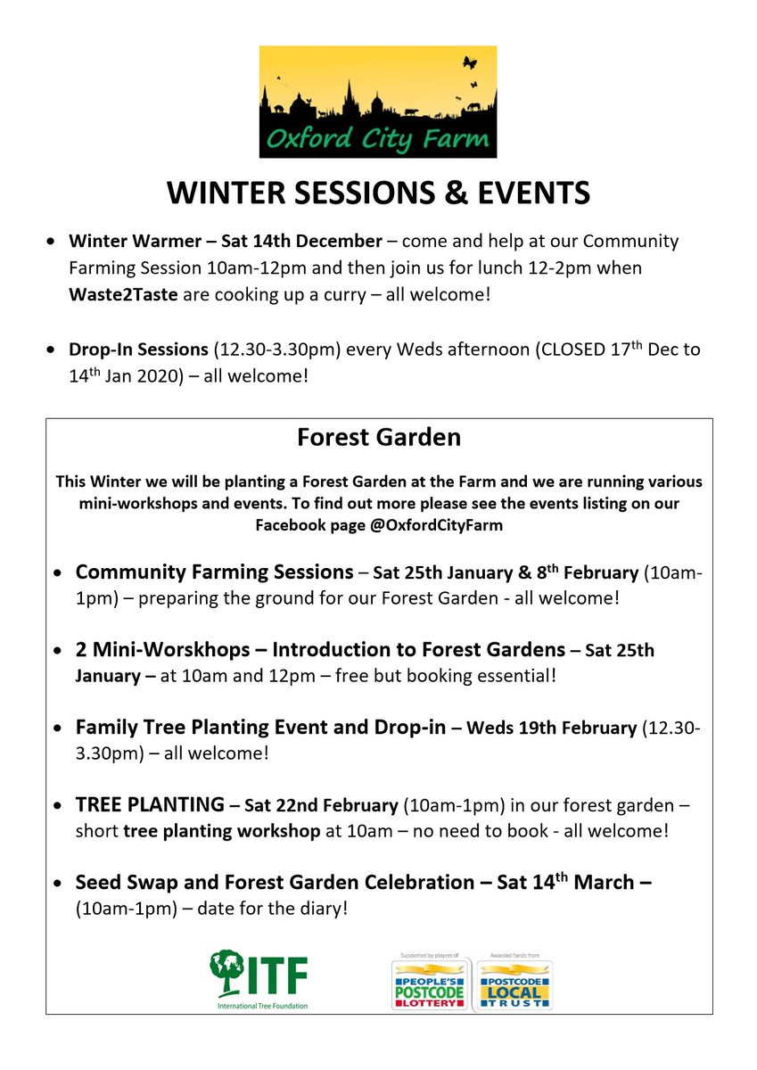 Oxford City Farm On Twitter Winter Sessions And Events At The