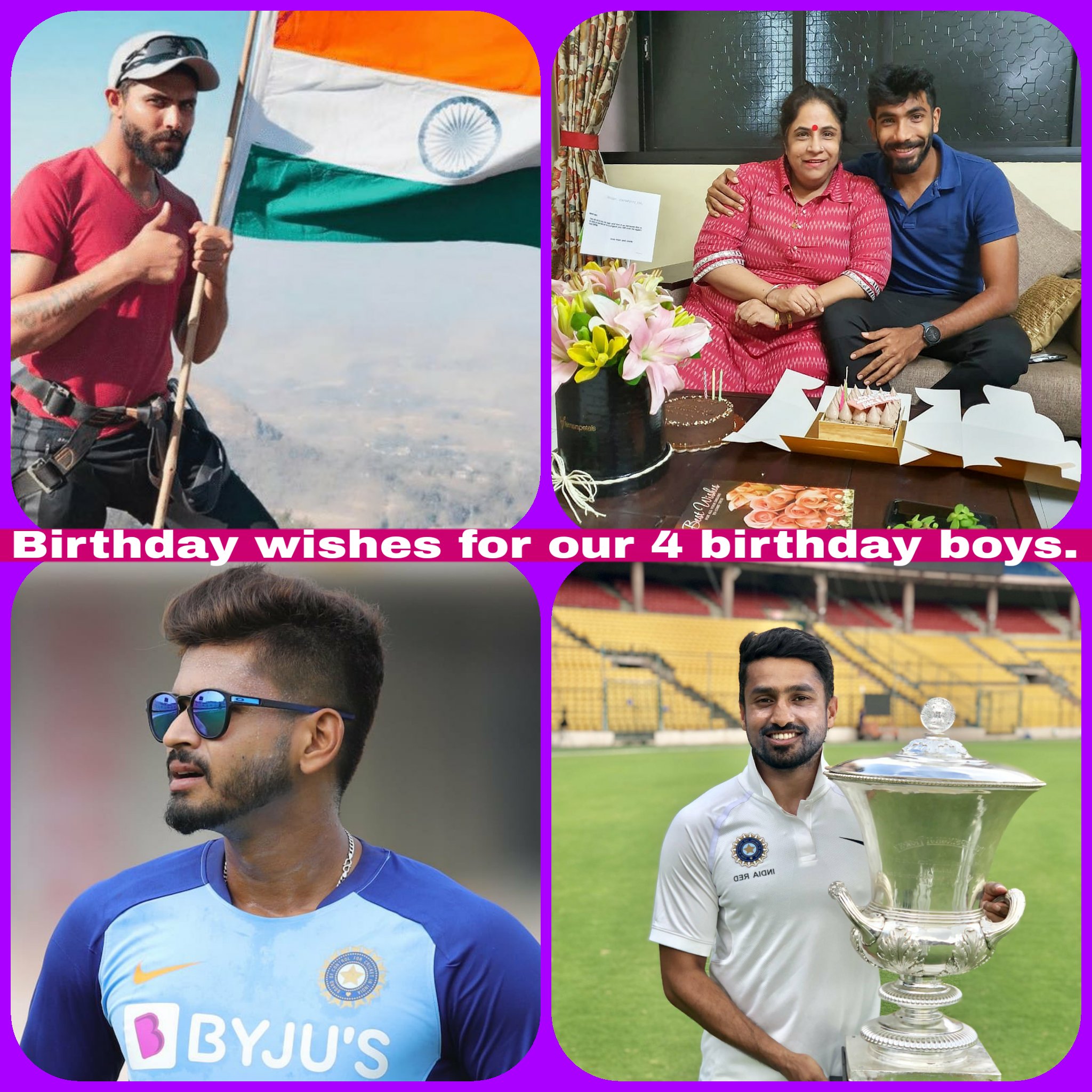 Happy Birthday Ravindra Jadeja Jasprit Bumrah Shreyas Iyer karun Nair   