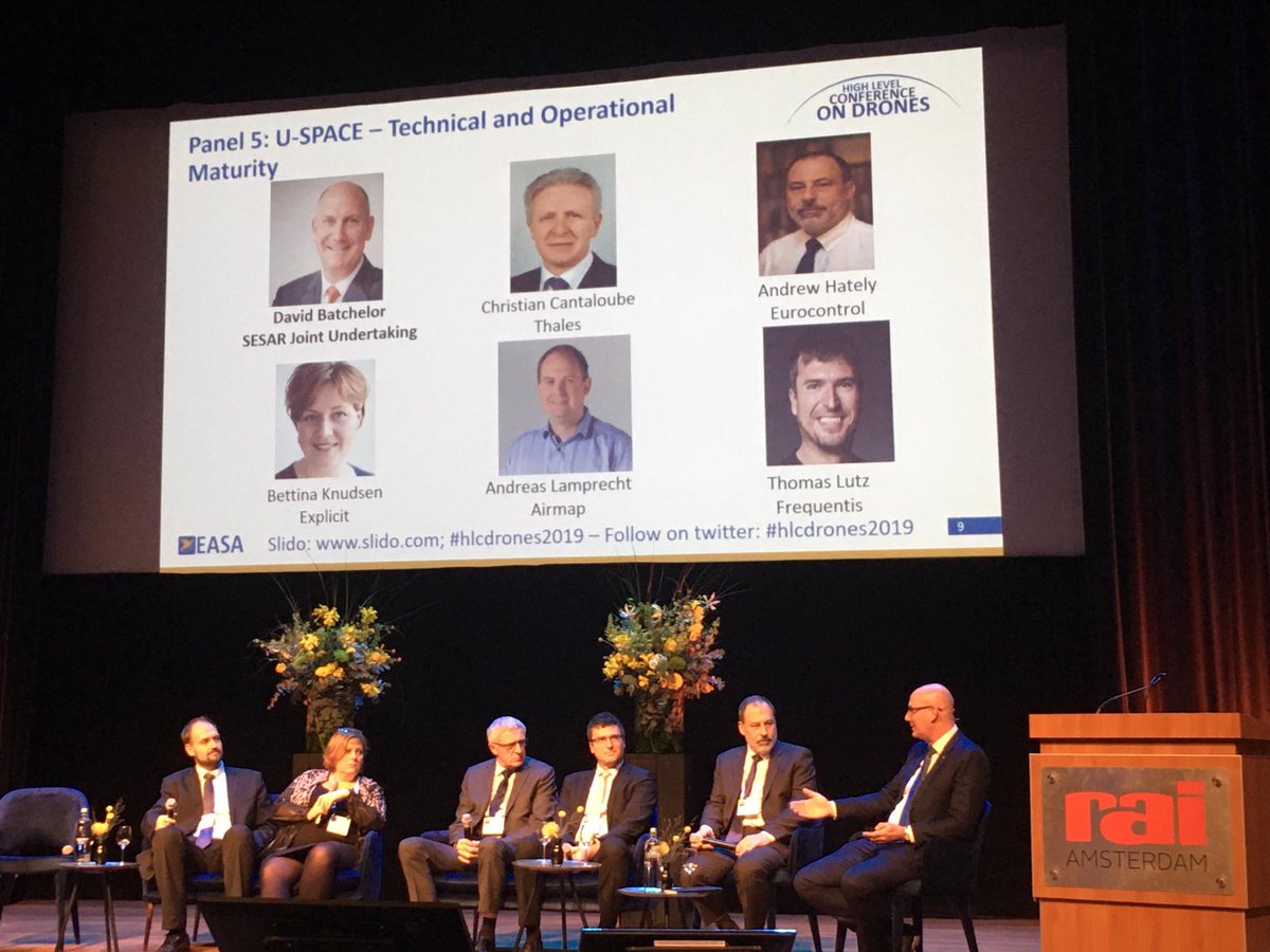 Delighted to be at <a href="/EASA/">EASA</a> #HLCdrones2019 #ADW today discussing with our projects partners <a href="/eurocontrol/">EUROCONTROL</a> <a href="/thalesgroup/">Thales Group</a> @Frequentis <a href="/AirMapIO/">AirMap</a> @UAVExplicit the great progress made by #SESAR research &amp; demonstrations towards #safe &amp; #secure #drone integration #Uspace