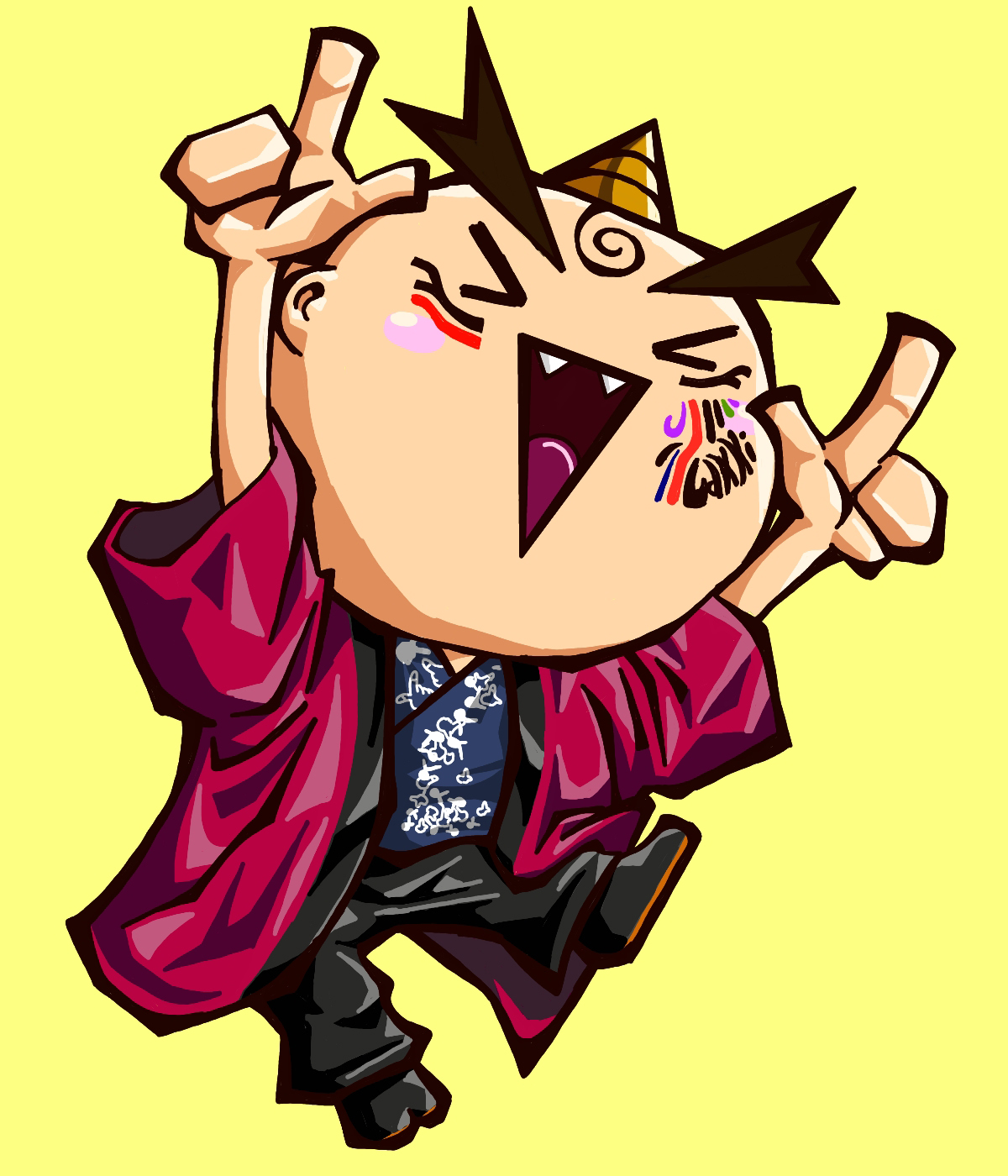 コテツ בטוויטר よさこいイラスト 過去作 ９年前に描いた岡山うらじゃ連 楽鬼さんのイラスト この画風もワリと好きなので機会があればどこかのチームで描いてみたいですね よさこいイラスト Painter 楽鬼