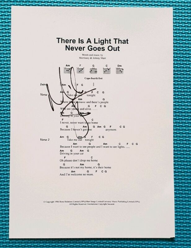 SmithsRarities's tweet photo. Mike Joyce #thesmiths Signed 12x8 Sheet Music Aftal Proof #mozarmy Â£40 https://t.co/PspidBPCHx https://t.co/JQzbQxyMd4