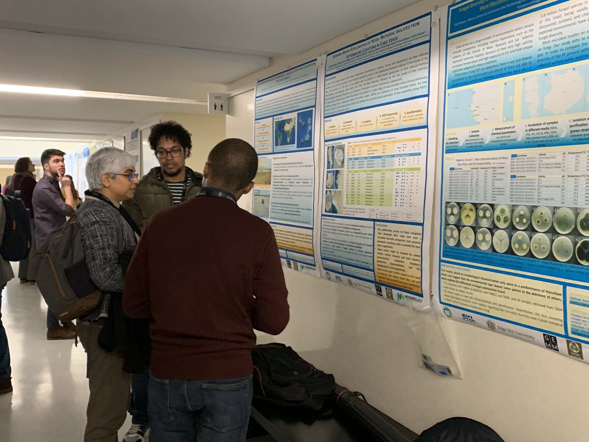 ExtremophilesUK's tweet photo. The #CHASE team presenting exciting first results at @microbiotec19 on #microbiology of several #salterns of #CaboVerde and potential for #biotechnology. #extremophiles #halophiles @Simoes_MF @HelioRo60506488 @MatthewKelbrick @Philippa_Loftus @brynmcculloch https://t.co/EsIJKoLkJy