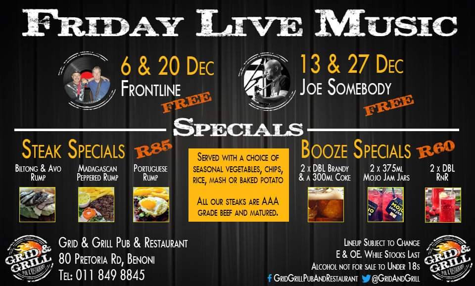 Friday Nights in December are ready to ROCK! Join us every Friday for top live music &amp; awesome specials.

TONIGHT - Frontline showband in the house from 8pm! Free entrance 🎉🎸💃
