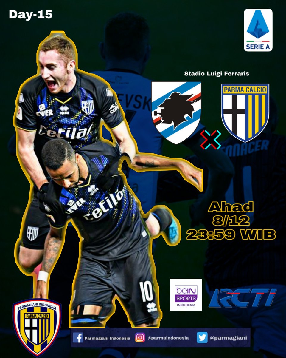 PARMAgiani's tweet photo. Giornata 15 - Berharap Pulihnya Scozzarella.
#Gamellaggio - PARMA E DORIA uniti Eterno, 3 Generasi 2 Bendera.
๐ #SerieA
๐ #Sampdoria Vs #Parma
๐
Ahad 8/12/19
๐ Ferraris
โฑ๏ธ 23:59 WIB - Live beinsports 2๏ธโฃ & RCTI
#SampdoriaParma #Gionata15
#nextchApter #ForzaParma @IndoSamp https://t.co/lLjLr1AzCI