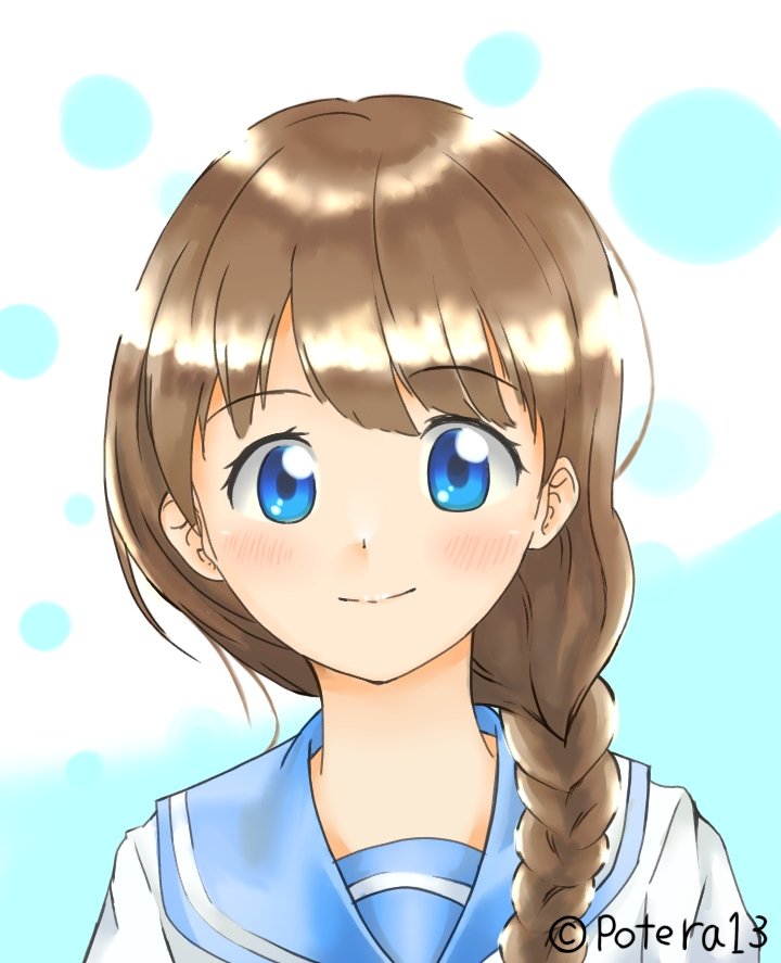 Twitter 上的 Potera 片寄せ三つ編みのセーラー服の女の子 イラスト デジタル画 セーラー服 片寄せ三つ編み 茶髪 女の子 イラストの森 T Co Ga0j0oc7fh Twitter