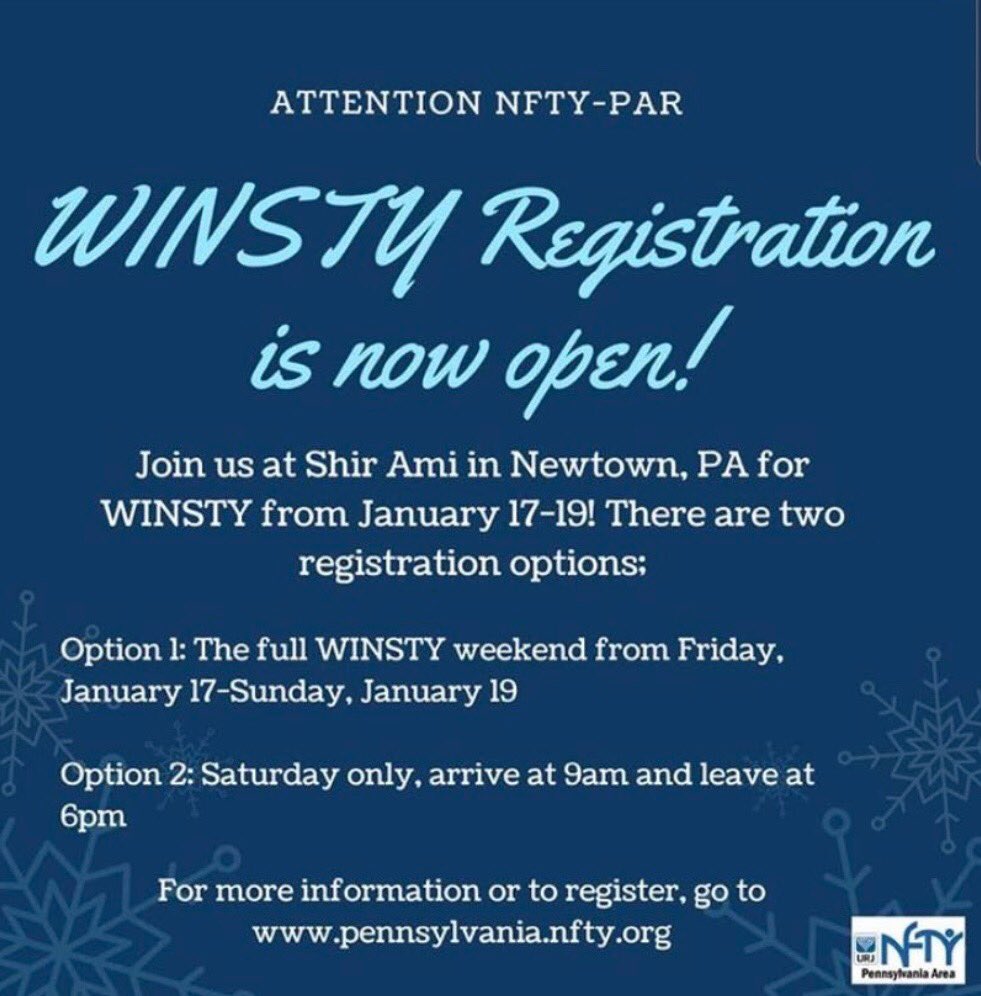 Come to Winsty for a social action filled weekend!! Register by Wednesday before early bird closes!!