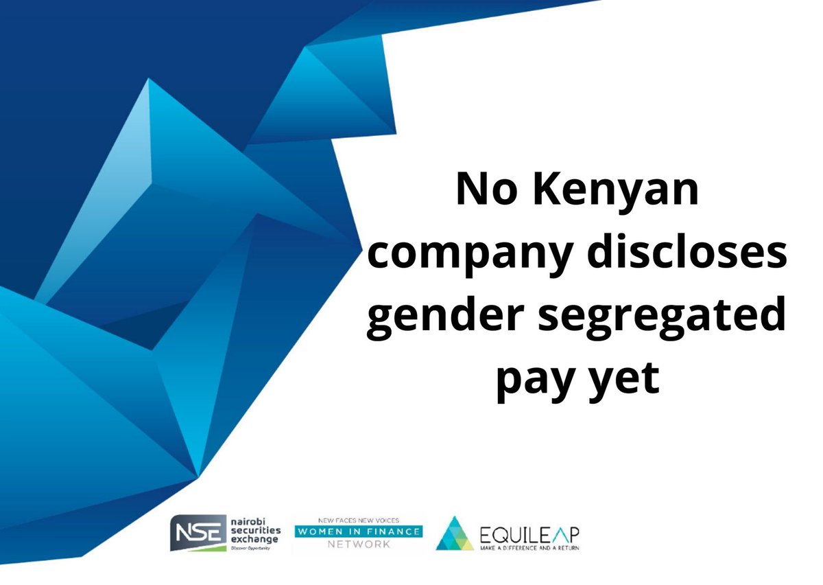 Pioneer report on GenderEqualityKE in #Africa, analyses top listed companies in #Kenya to show that all 60 #NSE_PLC companies did not disclose information on Gender segregated Pay

Report Link: bit.ly/37mTawt

#Africa  #ESG #risk #corpgov #GenderSegregationPay #Diversity