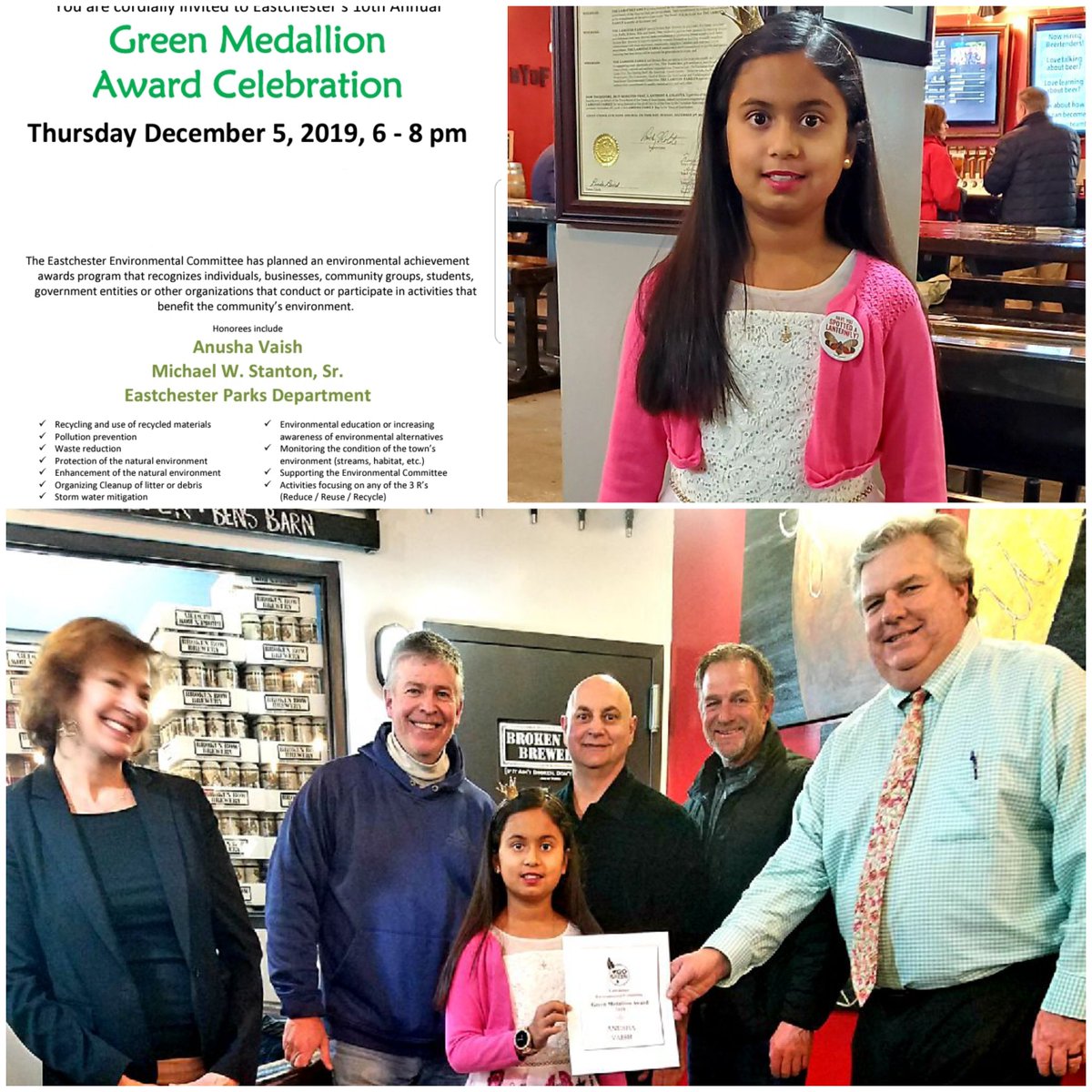 SaveInsectsA's tweet image. Humbled to be the youngest recipient ever of the Green Medallion Award. Thank you to the #Eastchester #environmental committee for this great honor. Looking to collaborate on more events in future to #saveinsects and build #livinggreenways.