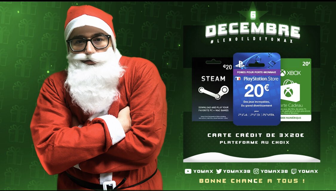 YoMax38's tweet photo. JOUR 6 POUR LE #NoëlDeYoMax !! 

ON OFFRE 3x20€ DE CARTE PRÉPAYÉES ! DONC 3 GAGNANTS !!! 

RT + FOLLOW &amp; TAG 2 AMIS ! 

Hésitez pas à réagir sur le #NoëlDeYoMax ! 👀

Bonne chance à tous, TAS 11/12 ! https://t.co/6jXo1vVO8j