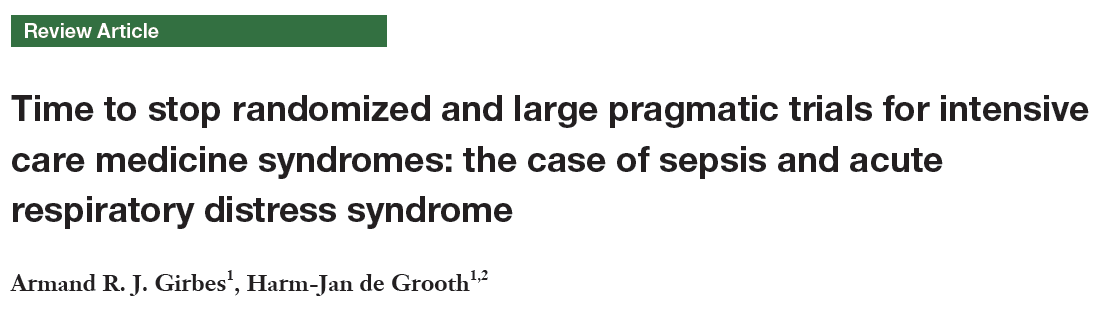 Soon to be published: Time to stop large (expensive) RCTs and pragmatic trials in INTENSIVE CARE MED. The message that many do not want to hear or read. Prepare your arguments and challenge us. We are eagerly waiting for the debate. Nota Bene: it is about ICM #sepsis #ARDS #RCT