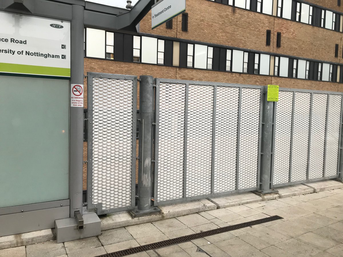 ExpandedMetalCo's tweet image. Expanded metal mesh can be used in a variety of places for both practical and aesthetic purpose as our #meshspotting campaign has shown. Here, metal mesh has been spotted at the Queen&apos;s Medical Centre tram stop in Nottingham. 
#expandedmetalmesh @ExMeshSecurity @NETTram