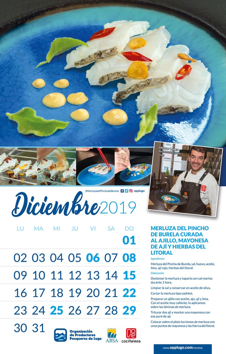 oppburela's tweet photo. #MerluzadeBurela todo el año!
En diciembre MERLUZA DEL PINCHO DE BURELA CURADA AL AJILLO, MAYONESA DE AJÍ Y HIERBAS DEL LITORAL, del chef Héctor López @RestEspana (Lugo) @GrupoNoveCocina
#OPPLugo #OPP07 #Burela #Galicia #Absa #MerluzadelPinchodeBurela #MerluzadelPincho https://t.co/AFR8M8LEoc