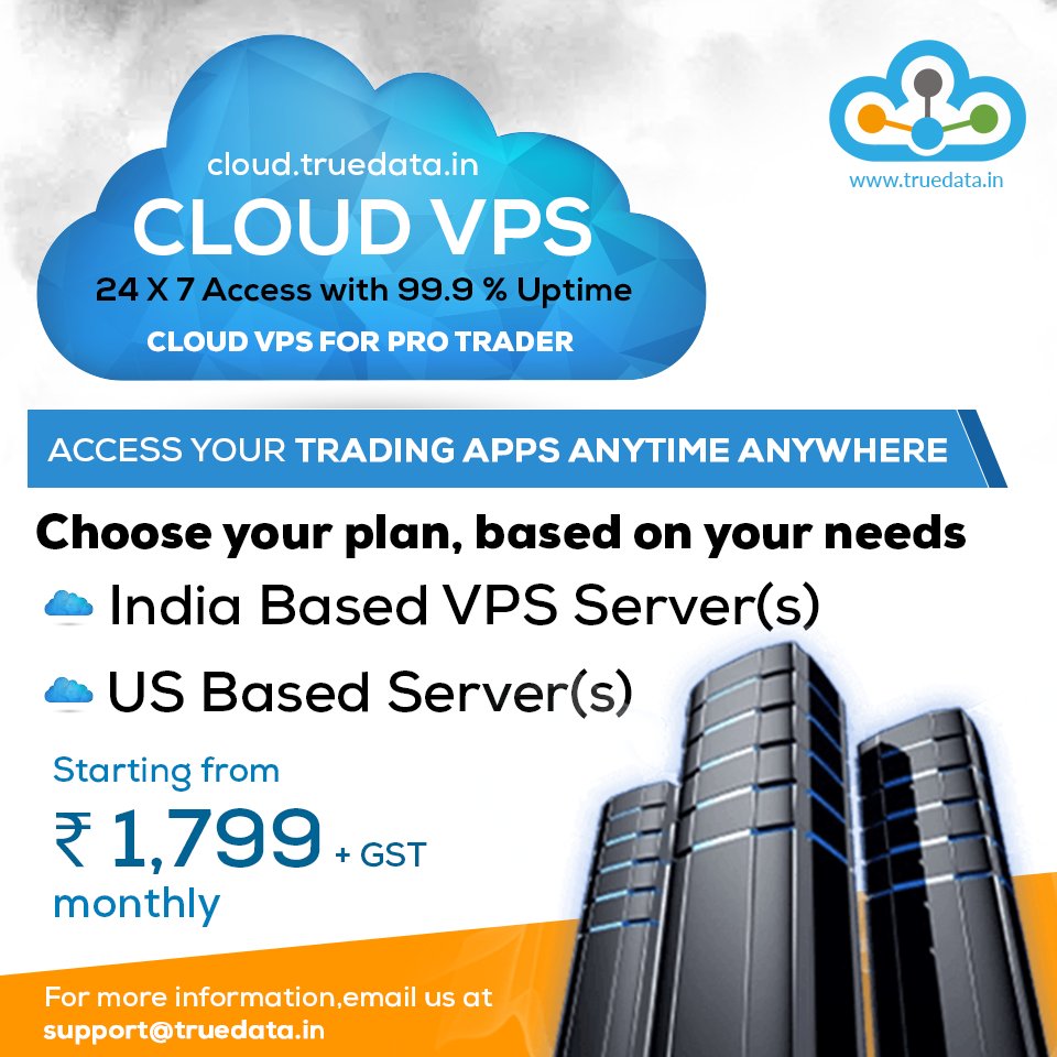 truedata1's tweet photo. Cloud VPS for #ProTrader
Access your Trading Apps Anytime Anywhere
Choose your plan, based on your needs. For more information send us an email at support@truedata.in
Subscribe now https://t.co/SZpplgquZE
#TrueData #TrueDataCloud #CloudVPS #IndiaServer #USServer #RealTimeData https://t.co/HSzPhCUn3W