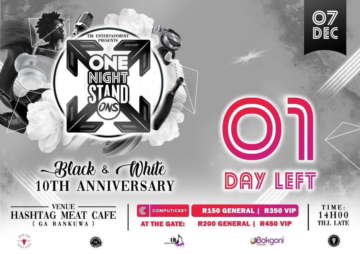 TJK_Ent's tweet photo. βͺοΈβͺοΈ 1 DAY LEFT β«οΈβ«οΈ
Come rain π§ Or Shineπ βONS IS DAAR β
@Dj_Tasteyy @Gabo_ShizO @DJLash_T
π₯π₯π₯π₯π₯π₯π₯π₯π₯ π₯π₯
#AnnualOneNightStand #TJK #CreativeCulture #HashtagMeatCafe #ONS_X #NahanaOsteng #WhatDoyouStandFor #SayNoToDrugs #10thAnniversary https://t.co/QDeGYYCYHN
