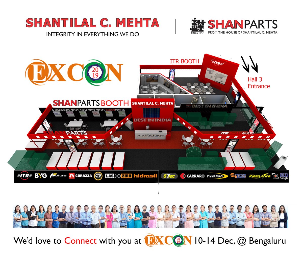ItrIndiaPvtLtd's tweet photo. 4 Days to Go !
Meet our Team at Excon 2019, Bengaluru,
Hall 3, Stall No. 127
#SHANPARTS
#72YearsOfSparesService
#ShanpartsAtExcon
#Mining
#HeavyEarthmovingMachinery
#QualitySparesSolutioning
#Excon2019 https://t.co/vszAjl4cJP