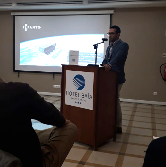 UTPortugal's tweet photo. 📸Highlighting examples of precursor work for an all-Atlantic #nanosatellite constellation are our industrial affiliates @TEKEVER and @ElecnorDeimos, presenting projects INFANTE and NextGEOSS, respectively. #SpaceEarthInteractions 🛰️🌌 https://t.co/e2wskzt3QE