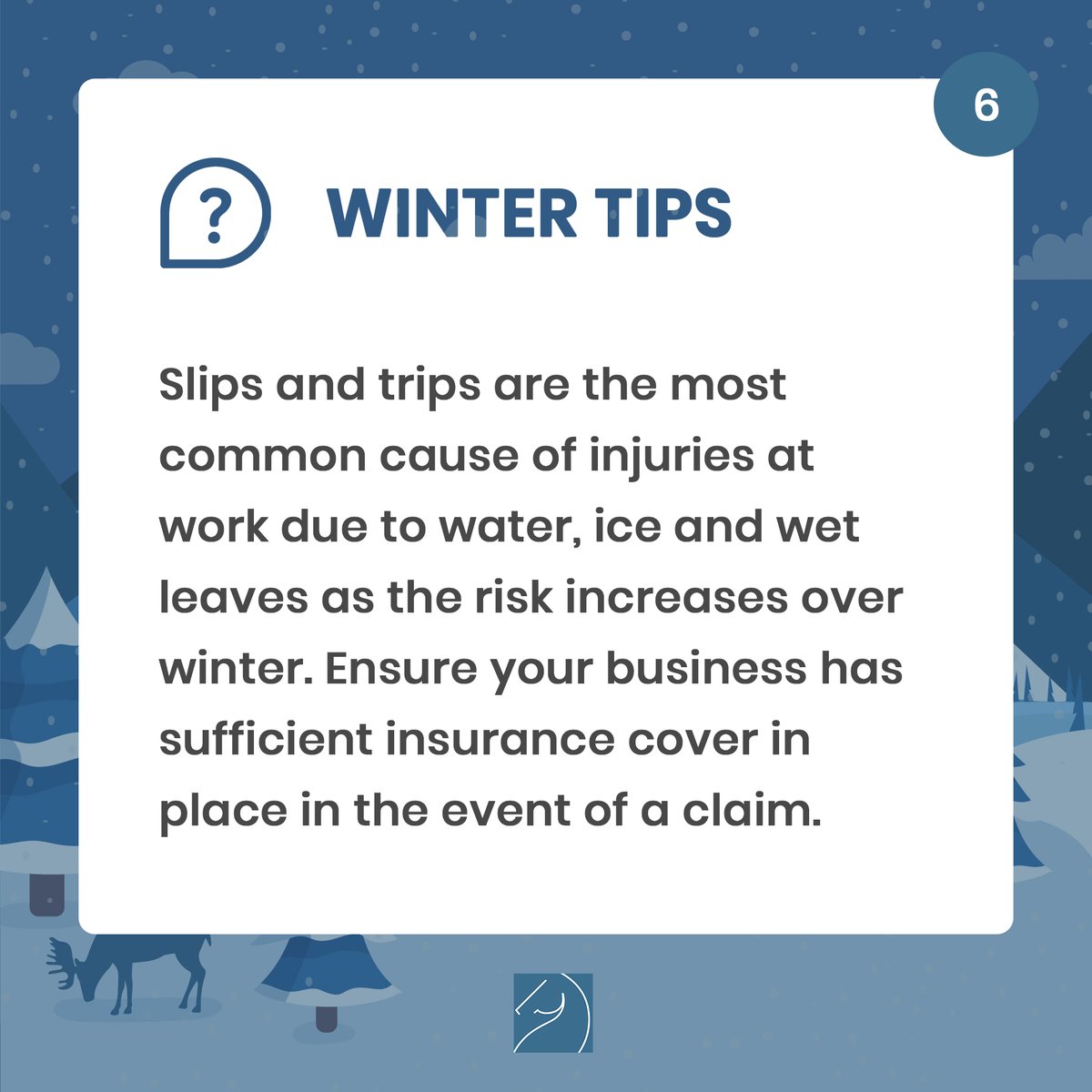 12 Days of Christmas: Day 6 (Business Insurance Edition)

Keep an eye out every day at 12pm for our daily tip!
#Business #Insurance #Winter #Christmas #Tips