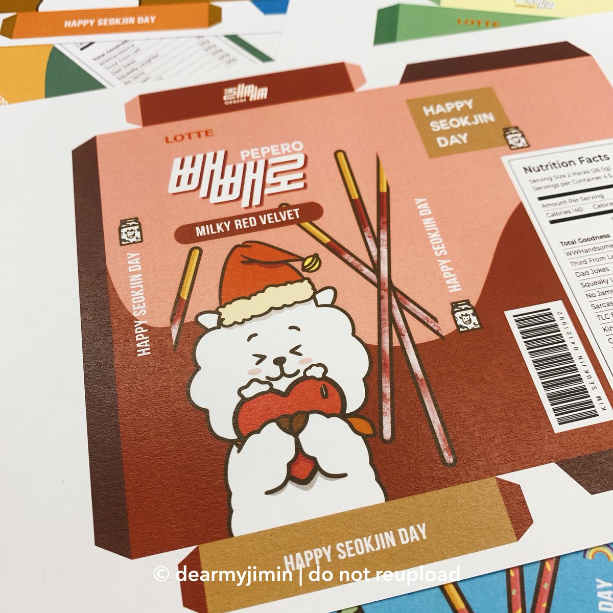 dearmyjimin's tweet photo. Sample reveals for my RJ mini Pepero fansupport this weekend! DIY instructions will be posted for those who wish to cut and fold into actual boxes!! 🥳 #dmjfssamples https://t.co/iJvZWpDkrg