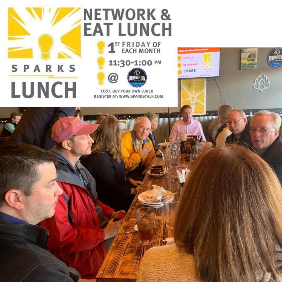 Join us today at 11:30 for Sparks Lunch. This is a free to attend event just purchase your own lunch. Bring a friend while you make new friends. sparkslunch.eventbrite.com