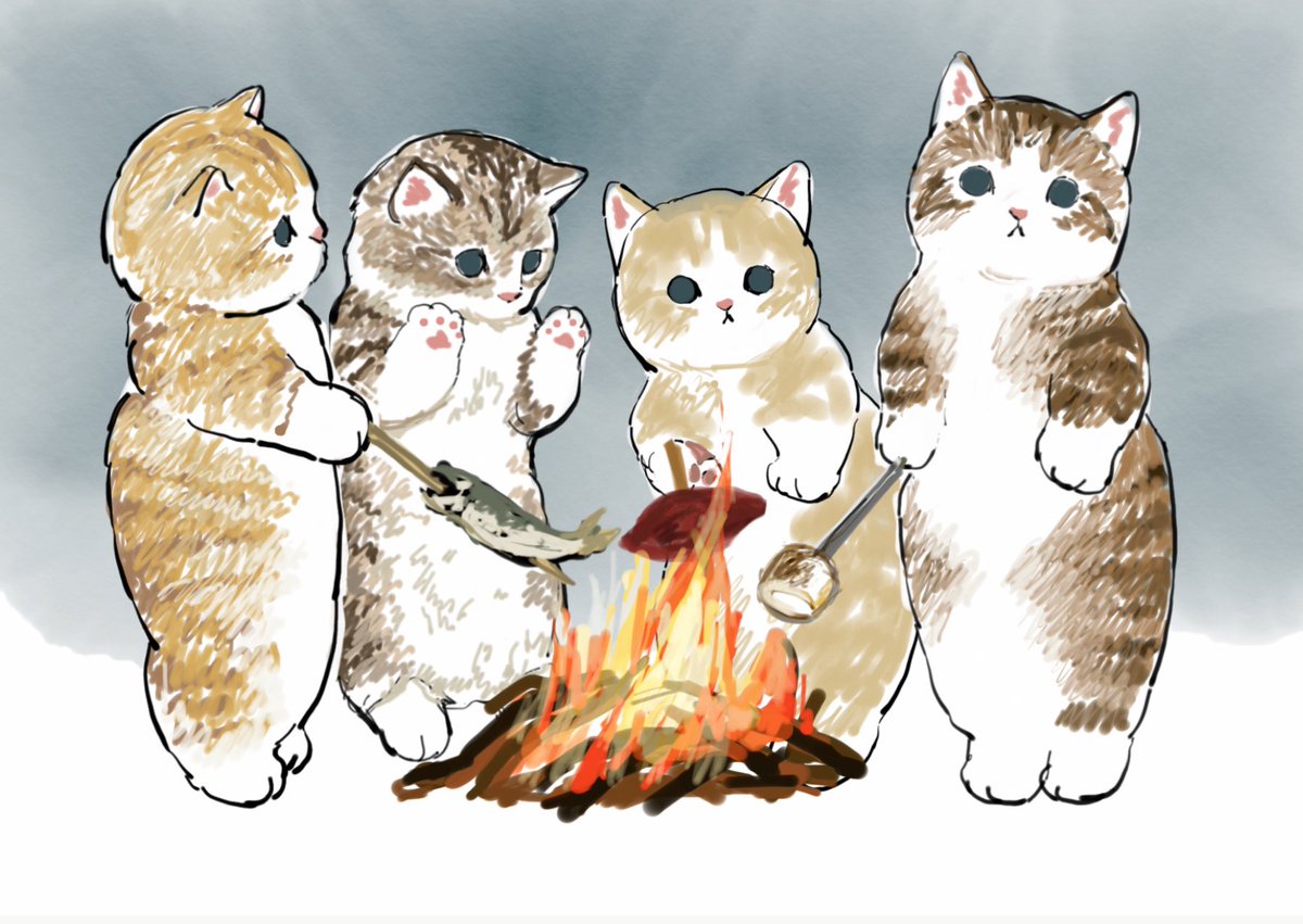 no humans animal focus cat fire ladle animal holding  illustration images