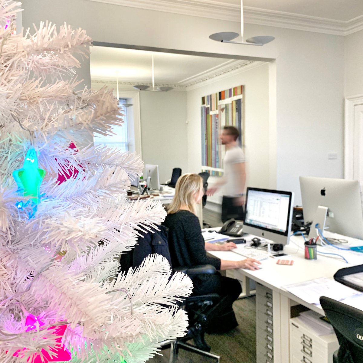 artdeptaberdeen's tweet photo. Christmas has begun at Art Department, and our Christmas Tree is now officially up! We didn't manage to get Lewis Capaldi to switch the lights on, but we may have a cheeky glΓΌhwein at the end of the day. #fridayfeeling #christmastree #officetree https://t.co/HtdTRsGoPW