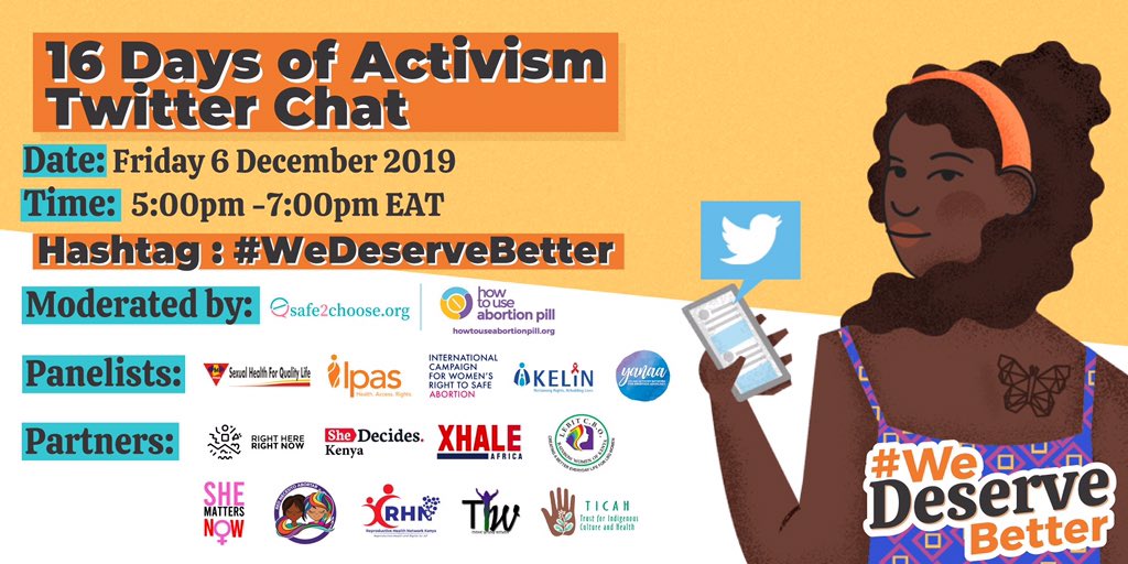 PPAGGhana's tweet photo. Join us in less than 2 hours for the #WeDeserveBetter twitter chat as we continue to add our voice within these #16DaysofActivism2019 for societies, systems and governments to ensure women have access to safe abortion services . #StigFAS2020 https://t.co/S0GIR0dQfb