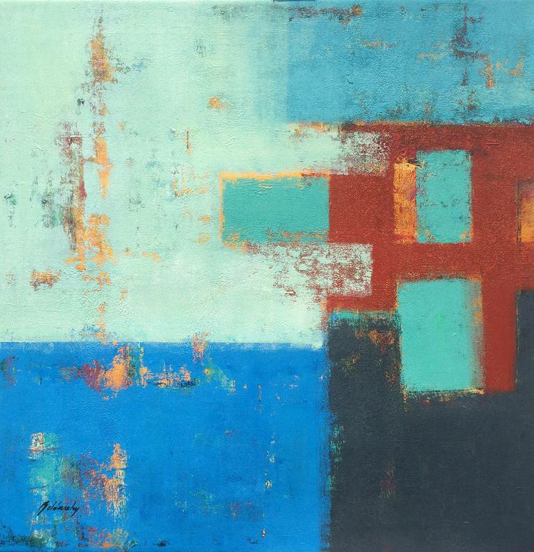 Balcony by the Pool Painting by Beata Belanszky-Demko -Acrylic on Canvas