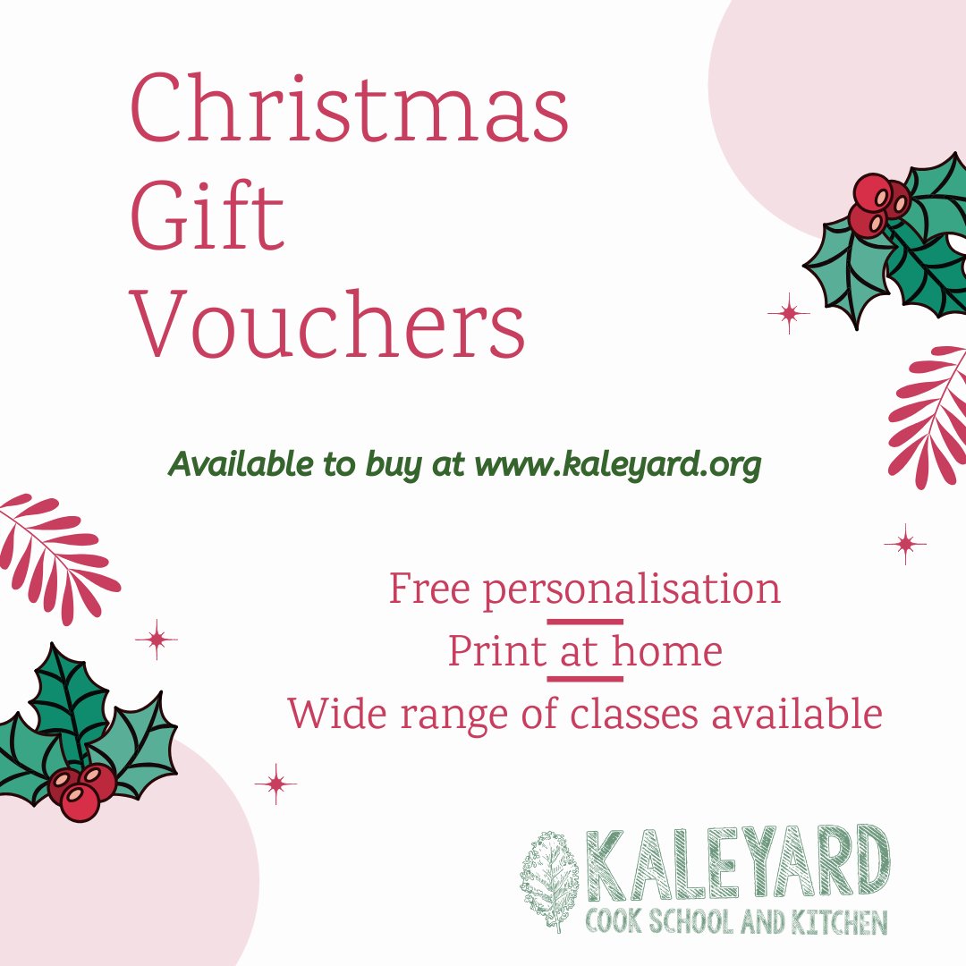 Give the gift of cooking this #Christmas with our Kaleyard gift vouchers. 
Purchase a voucher here => buff.ly/2MjW2Ur
Vegan in the family? Check out our #Veganuary2020 cookery classes here =>buff.ly/2Xwt98o

#christmasgifts #cookeryclasses #glasgow #giftideas