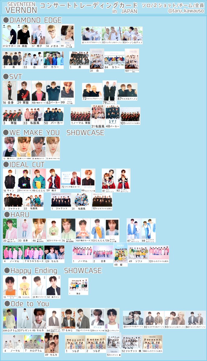 SEVENTEEN セブチ バーノン イルコン ショーケース 過去トレカ一覧