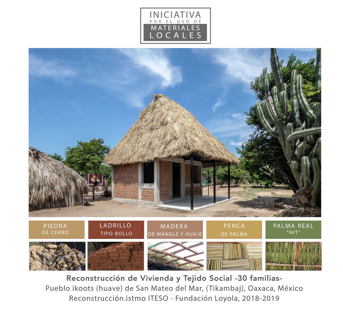 La #ViviendaHíbrida fue construida con asesoría técnica especializada del equipo de <a href="/ReconstruccionI/">reconstruccion.istmo</a> del <a href="/ITESO/">ITESO</a>, que combina dos saberes que dialogan para construir una vivienda segura y confortable, que sea adecuada para las necesidades y costumbres de las familias #ikoots. 🌴💪🏽