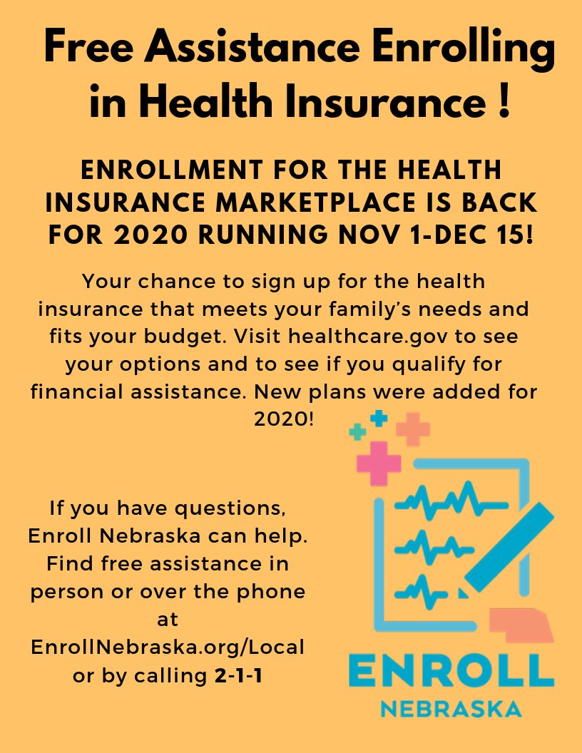 This is your chance to sign up for the health insurance that meets your family’s needs and fits your budget. Visit healthcare.gov to see your options and to see if you qualify for financial assistance. New plans and a new insurer were added for 2020!