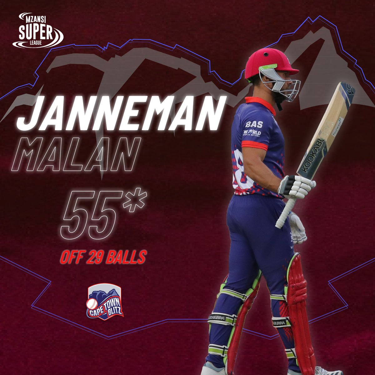 WP_Cobras's tweet photo. ⚡️A remarkable inning from Jannas thus far
🏏 He goes to a 50 with a massive 6

#MSLT20 #CTBlitz #CTBvNMB #DalaWhatYouMust https://t.co/ge5tcaKwdA