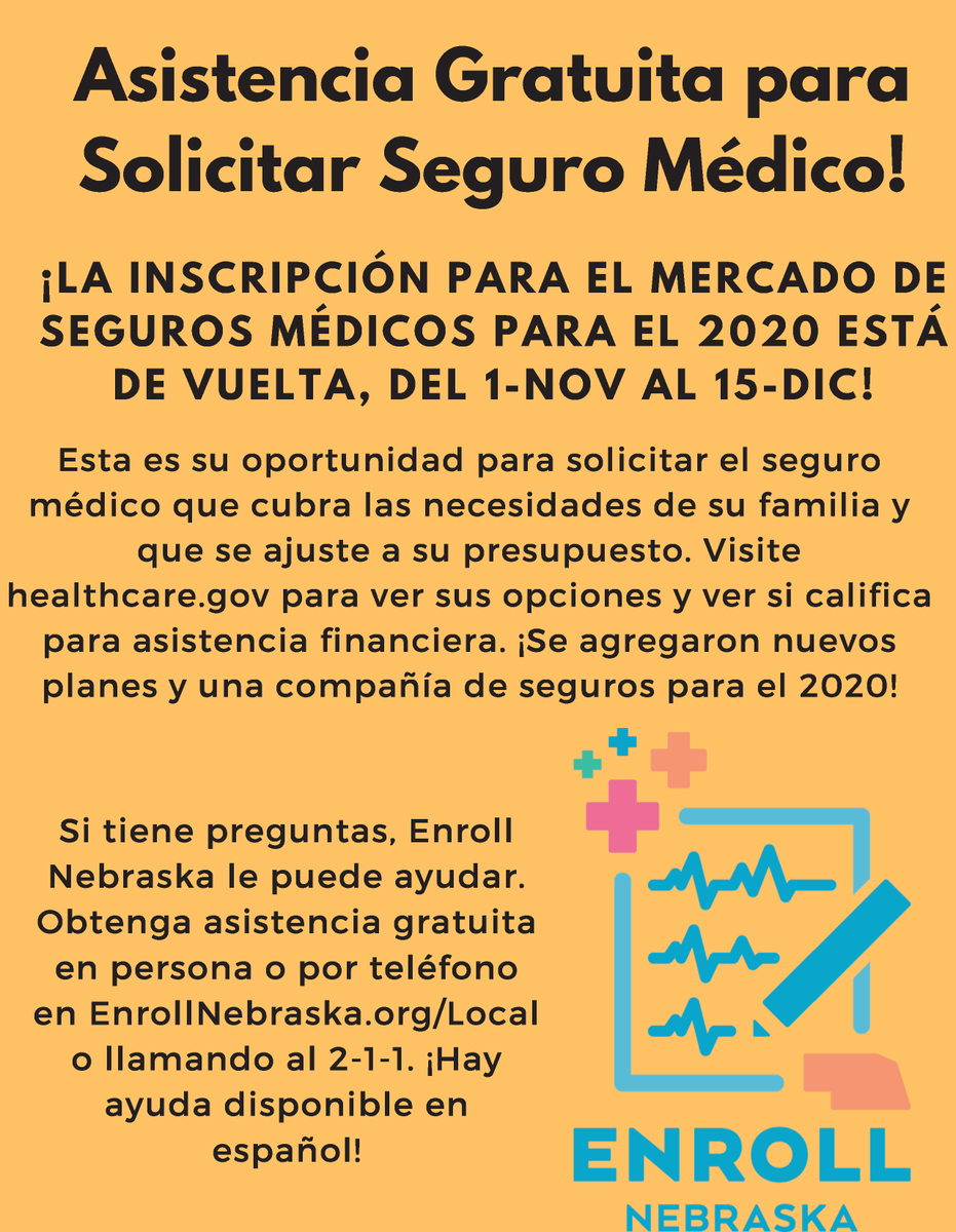Ahora puede solicitar su seguro médico que cubra las necesidades de su familia y que se ajuste a su presupuesto. Visite healthcare.gov para ver sus opciones y si califica para asistencia financiera. ¡Se agregaron nuevos planes y una compañía de seguros para el 2020!